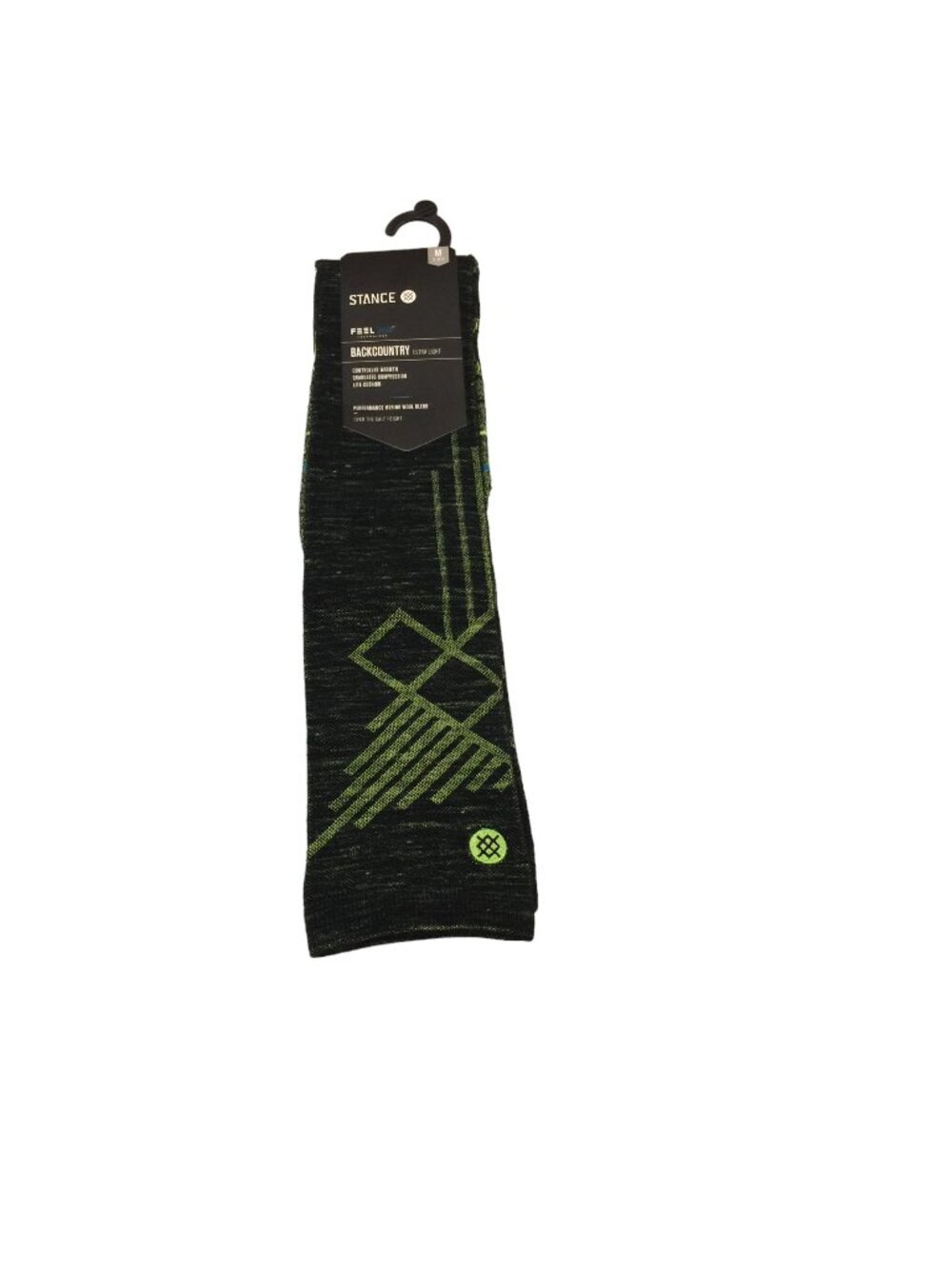 Stance BACKCOUNTRY TECHTRON Men's Medium 6-8.5 Black Green Wool Blend Socks